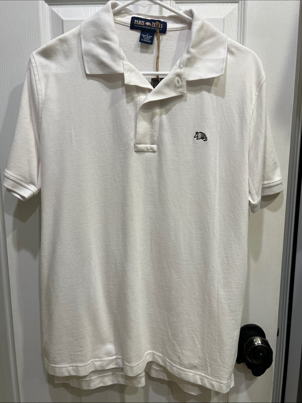 Paris Texas White Men's Polo with Subtle‎ Embroidered Logo